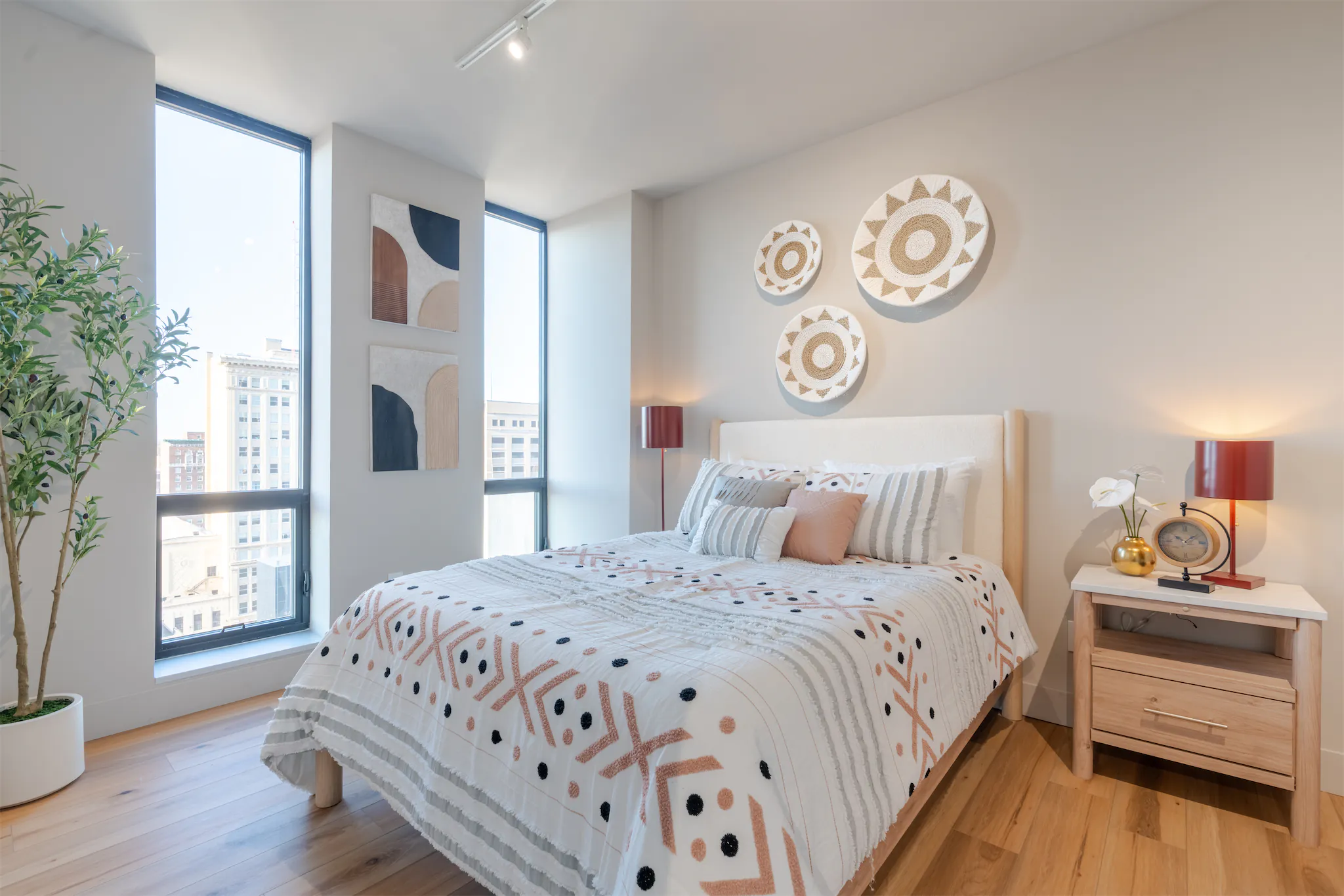 Stylish apartment kitchen with premium cabinetry and finishes