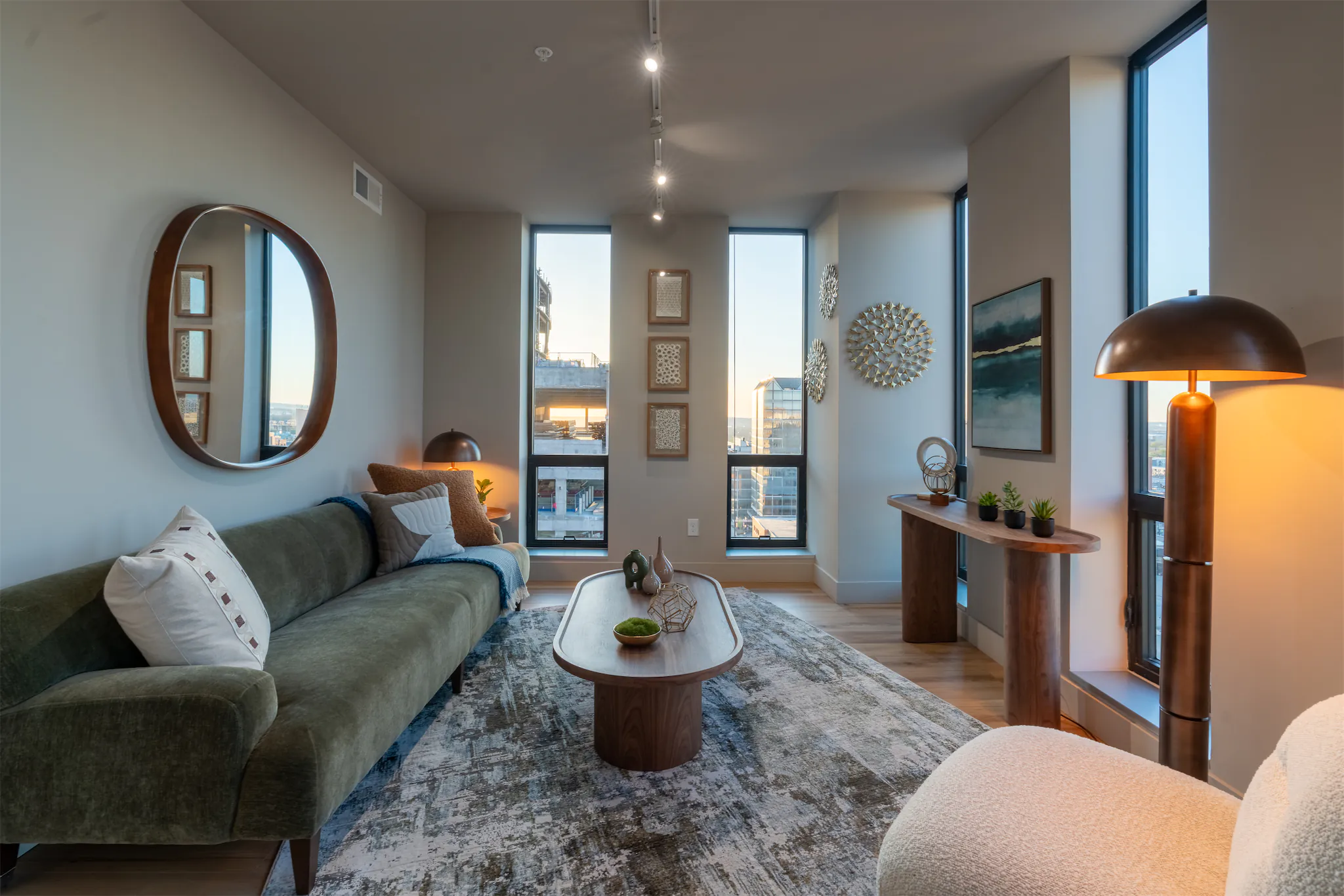 Inviting interior detail from a two-bedroom apartment at The Duo